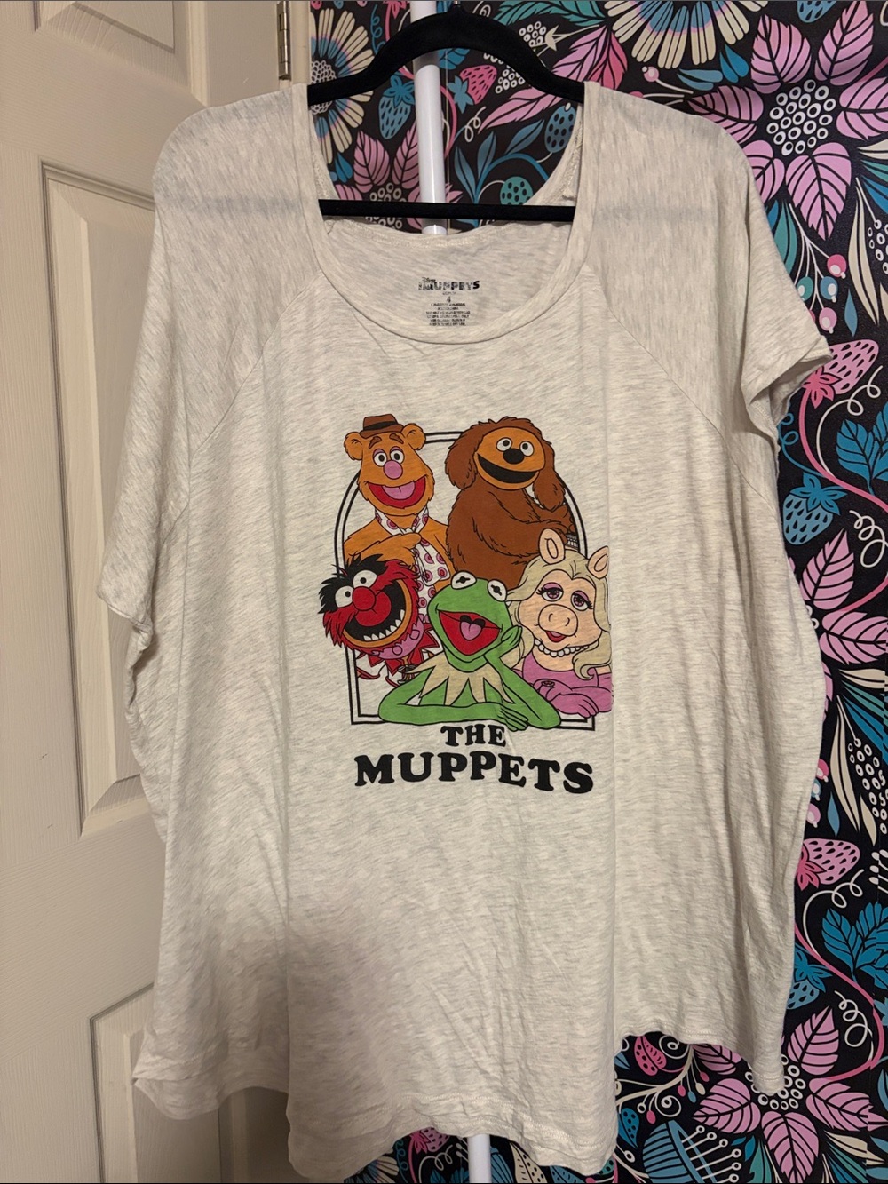 Disney Grey Heather Short Sleeve Tee with Colorful Muppets Cast